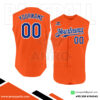 Orange Sleeveless Full Button Baseball Jersey