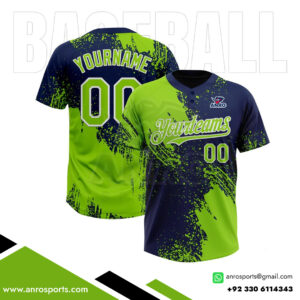 Green And Blue Baseball 2 Button Jersey