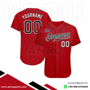 Red Baseball Full Button Jersey